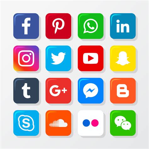 Flat Social Media Icons Vector