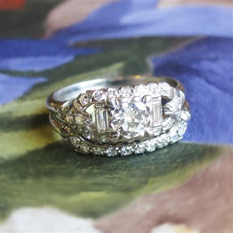 Vintage Art Deco 1930's .81ct t.w. Rare Engagement Wedding Ring Band ...