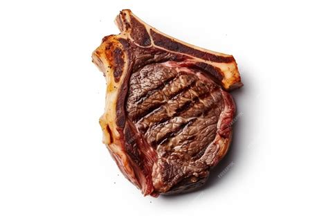 Premium Photo | Cut rare rib eye steak isolated on white