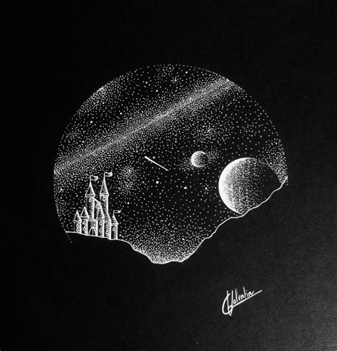 White ink space/universe/stars drawing | Black paper drawing, Space ...