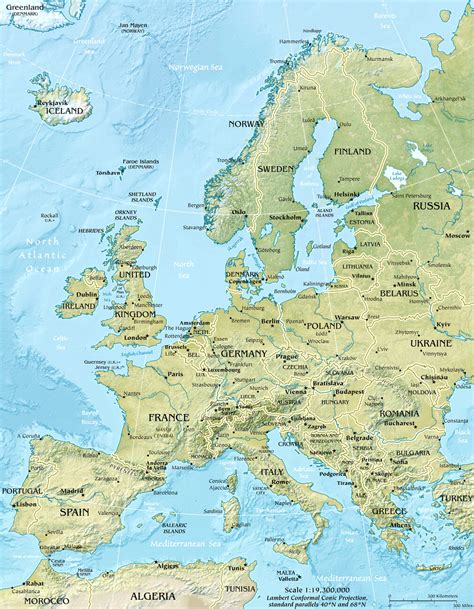 Map of Physical Europe Map ǀ Maps of all cities and countries for your ...