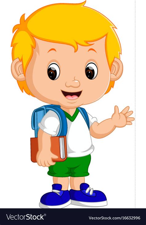 Cute boy go to school Royalty Free Vector Image