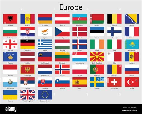 Set of flags European countries, All Europe flag collection Stock ...