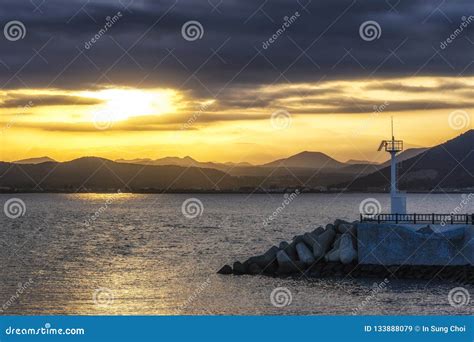 Udo light house sunset stock image. Image of coastal - 133888079