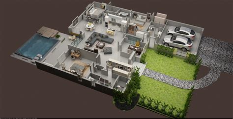 Luxury 3d Floor plan of residential House 3D model MAX