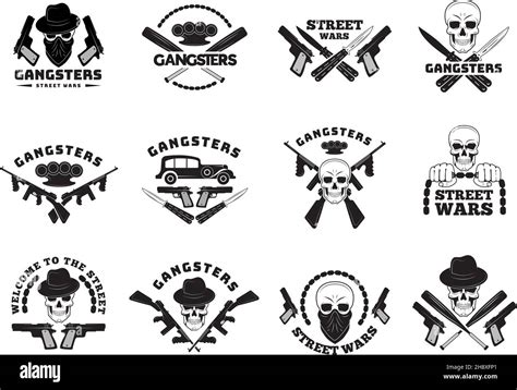 Bandits labels. Mafia stylized monochrome badges hooligans recent ...