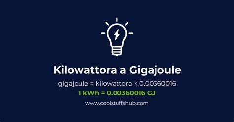 Convertire kilowattora a gigajoule (conversione da kWh a GJ)