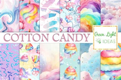 Rainbow Cotton Candy Digital Papers Graphic by GreenLightIdeas ...