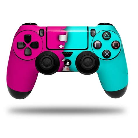 Skin Wrap for Sony PS4 Dualshock Controller Ripped Colors Hot Pink Neon ...