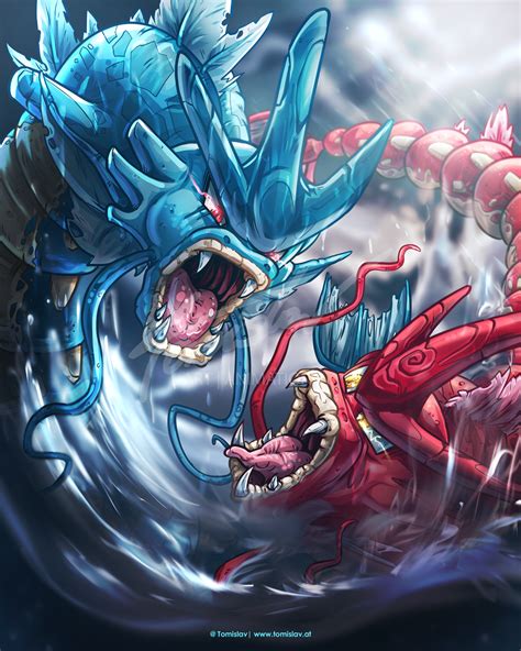 Gyarados vs Shiny Gyarados x Pokemon Fan Art by TomislavArtz on DeviantArt