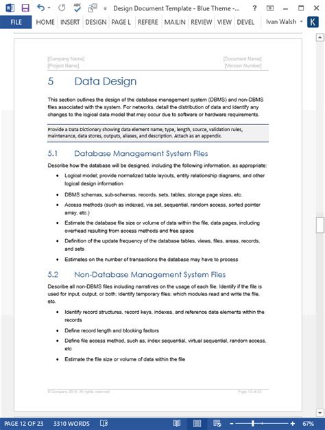 Design Document (SDD) Template – 22 Page MS Word – My Software Templates