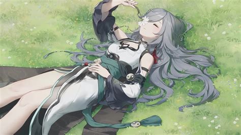 Fu Hua Lying On Grass Honkai Impact 3 Live Wallpaper - WallpaperWaifu