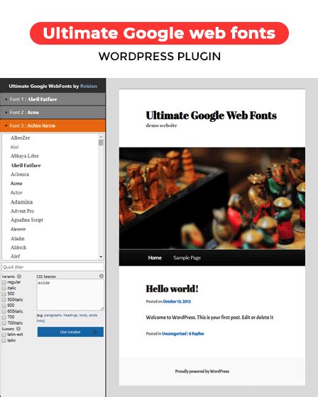 Ultimate Google web fonts - WordPress Plugin | InkThemes