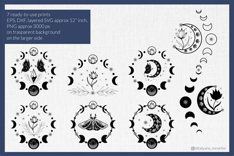 Moon phase SVG bundle, boho butterfly svg, crescent moon svg By Zenart ...