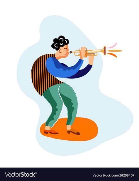 Trumpet player cartoon character Royalty Free Vector Image