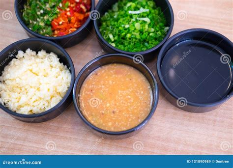 Set of Sauce for Shabu Shabu Style Stock Image - Image of family ...