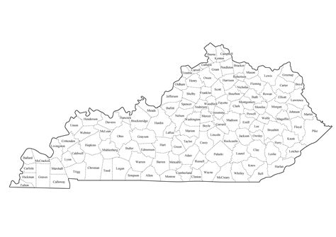 Kentucky Counties Map Printable