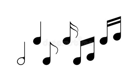 Musical Note Set Icon in Black. Music. Vector on Isolated White ...