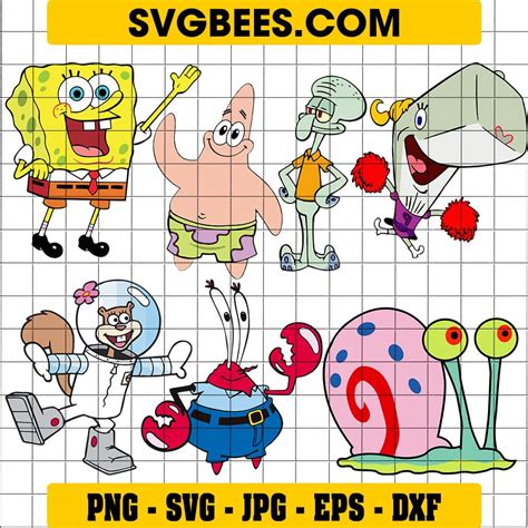 Nicke Spongebob Characters SVG and PNG - SVGbees