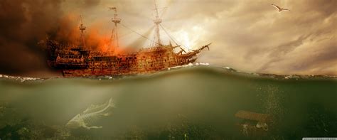 Pirate Ship Sailing Â ¤ 4k Hd Desktop Wallpaper For - Irish Pirate Ship ...