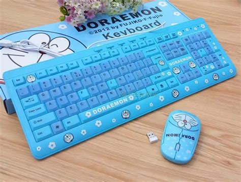 MAORONG TRADING Doraemon usb wired keyboard and wireless mouse slim ...