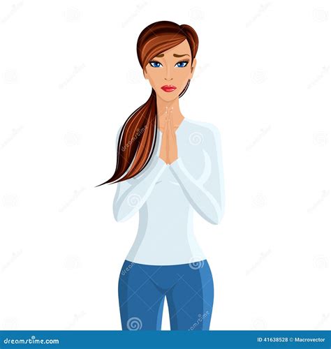 Woman praying portrait stock vector. Illustration of character - 41638528