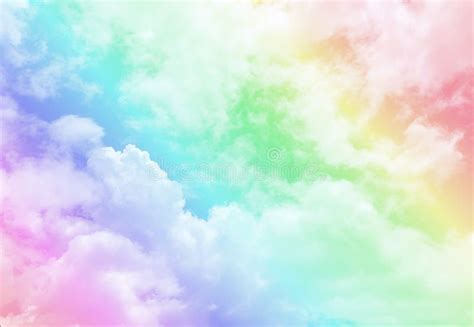 Abstract Cloud and Sky with a Pastel Rainbow Colored Background. Stock ...