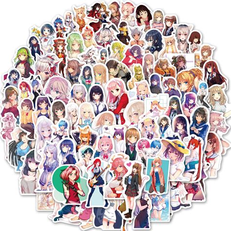 Buy 100Pcs Kawaii Anime Girl Stickers for Water Bottles Vinyl ...