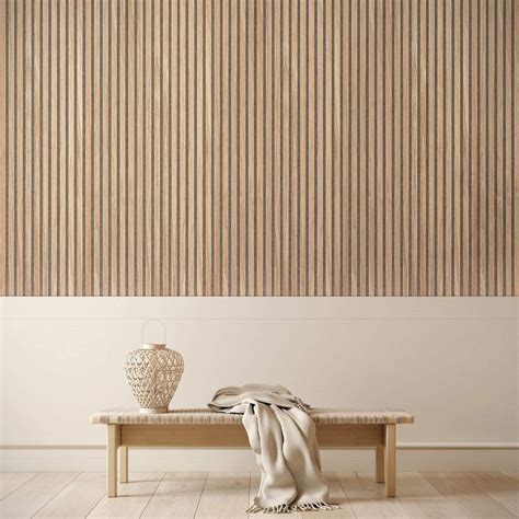 Natural Oak & Grey Felt Slat Wood Wall Panel | Luxury Panels