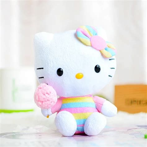 Colored stripes TY Hello Kitty plush toys kawaii doll Kitty cat 15cm ...