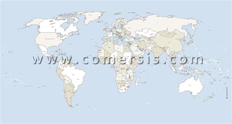 Map of world countries vector with capitals