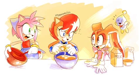 Amy Sally and Cream Baking by Drawloverlala | Sonic and amy, Cream ...