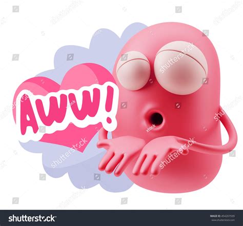 3d Rendering Emoticon Face Saying Awww Stock Illustration 454207939 ...