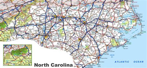 North Carolina State Road Map Glossy Poster Picture Photo Banner Nc ...