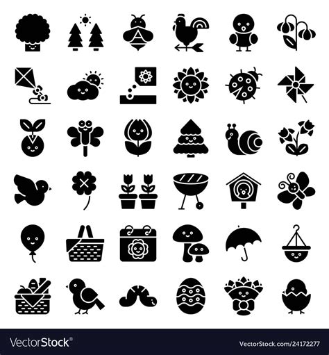 Spring season set solid icon Royalty Free Vector Image