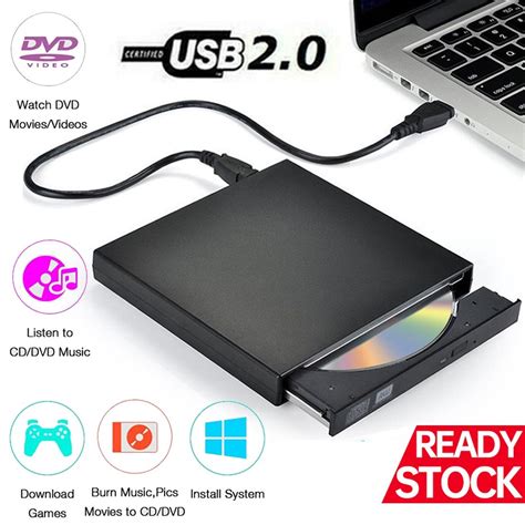 External CD DVD Drive, USB 2.0 Slim Protable External CD-RW Drive DVD ...