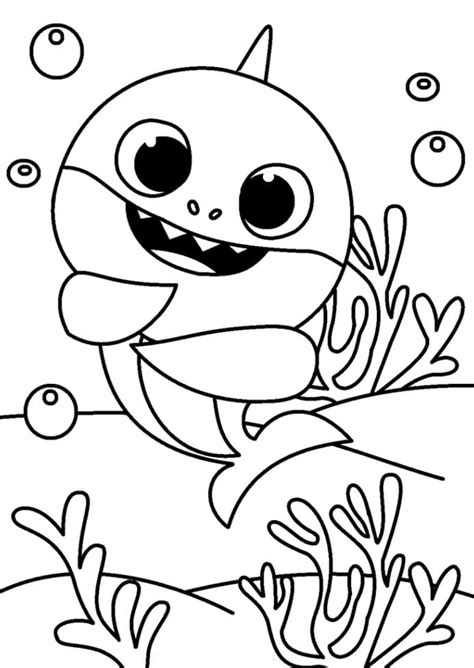 Baby Shark Adorable Coloring Page - Free Printable Coloring Pages for Kids