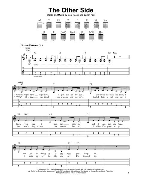 The Other Side by Pasek & Paul - Easy Guitar Tab - Guitar Instructor