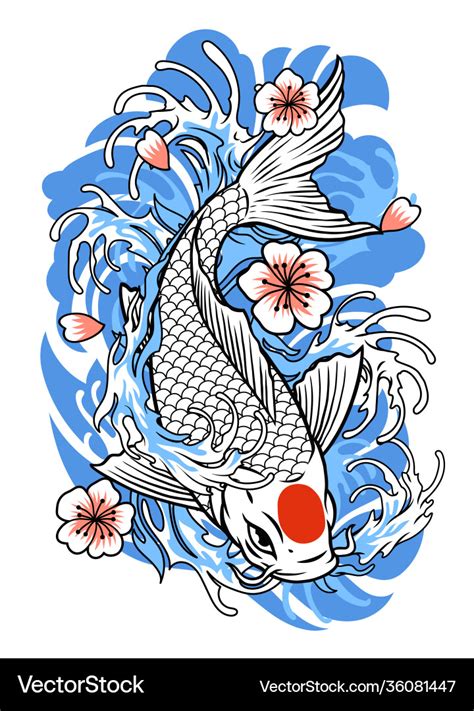 Tattoo design koi fish in vintage style Royalty Free Vector