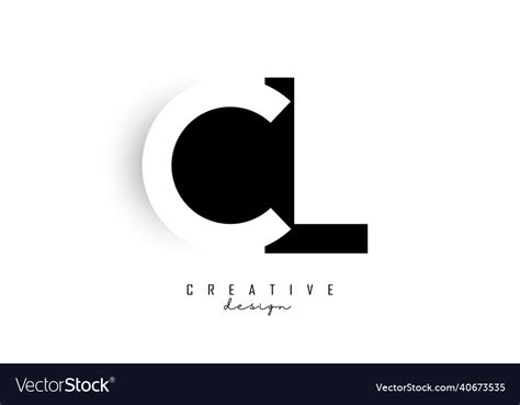 Letters cl logo with black and white negative Vector Image