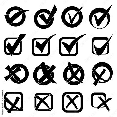 Tick and cross icons set Stock Vector | Adobe Stock