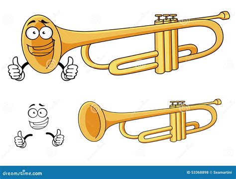 Cartoon Happy Classic Brass Trumpet Character Stock Vector ...