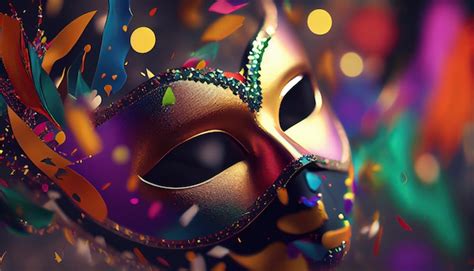 Premium Photo | Venetian carnival mask gold color