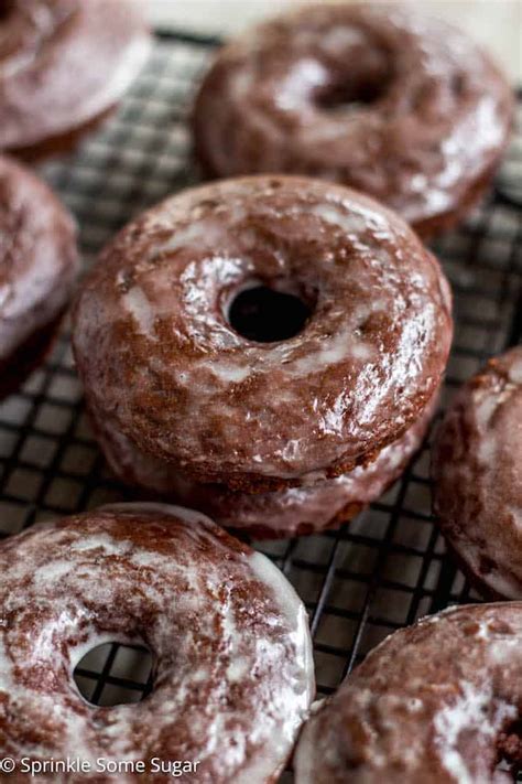 Glazed Chocolate Cake Donuts - Sprinkle Some Sugar