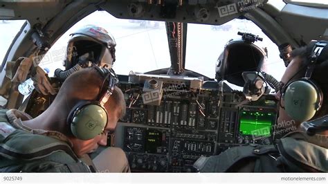 Pilots In Cockpit Of Rockwell B-1 Lancer Bomber Aircraft Stock video ...