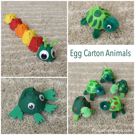 Egg Carton Animals! Make Turtles, Caterpillars, and Frogs - Frugal Fun ...