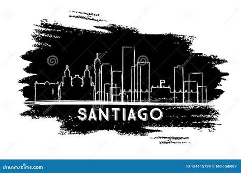 Santiago Chile City Skyline Silhouette. Hand Drawn Sketch Stock Vector ...