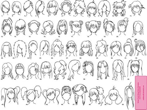 how to draw chibi hair | Various Female Anime+Manga Hairstyles by ...