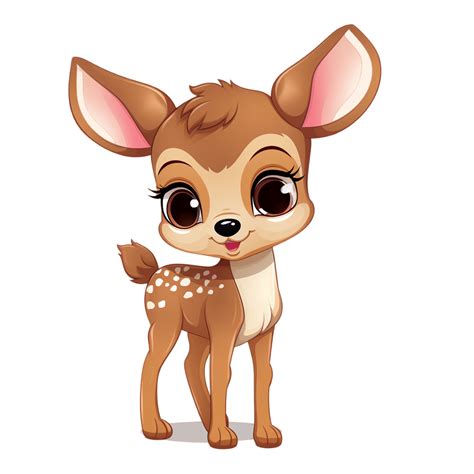 Cute adorable baby deer cartoon with big eyes ai generative 30246966 PNG