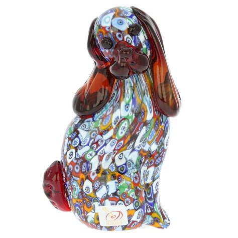 Murano Sculptures | Murano Art Glass Millefiori Dog Sculpture